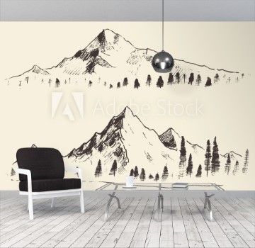 Picture of Mountains sketch contours engraving drawn vector